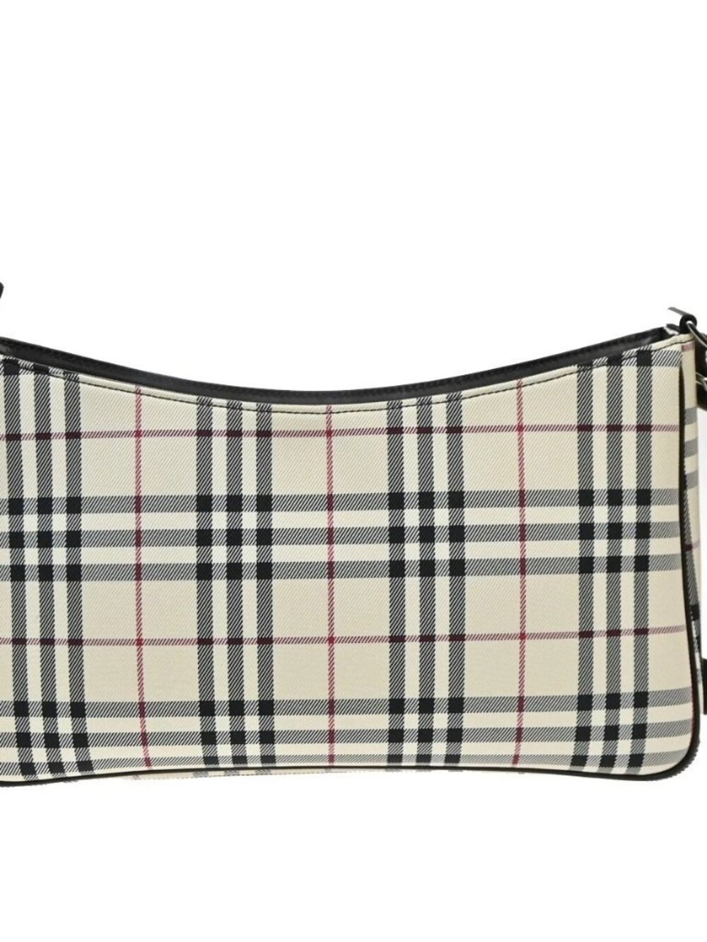 BURBERRY logo Plaid print check Shoulder Bag Canvas Leather Brown - Picture 2 of 12